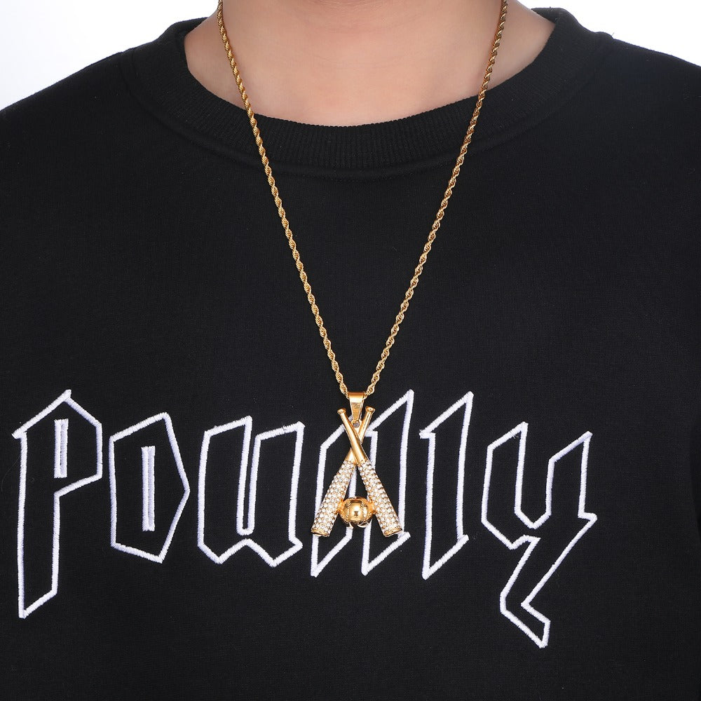 (Hot)14k Double Barrel Gold Slugger Necklace