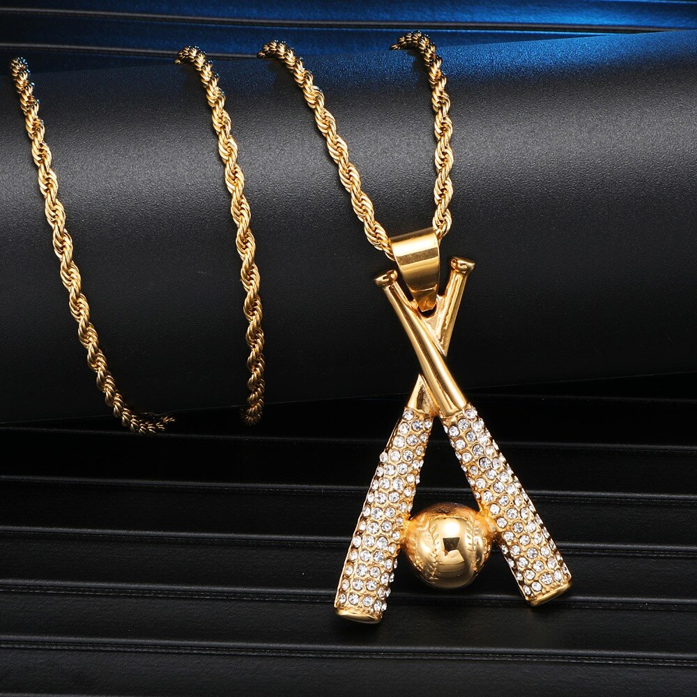 (Hot)14k Double Barrel Gold Slugger Necklace