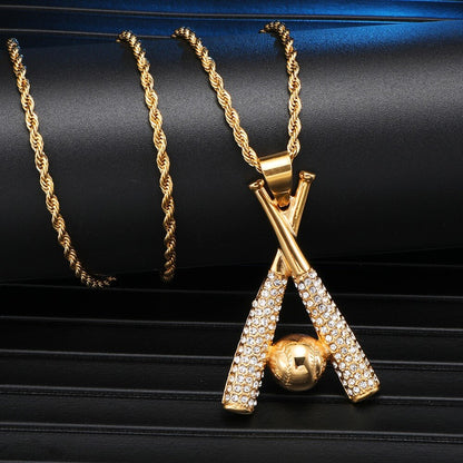(Hot)14k Double Barrel Gold Slugger Necklace