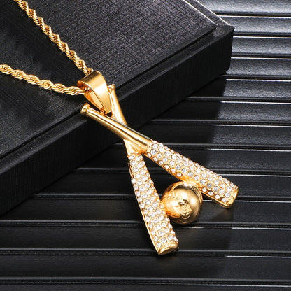 (Hot)14k Double Barrel Gold Slugger Necklace