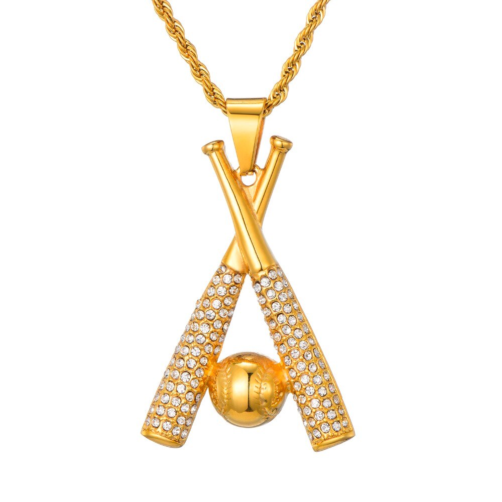 (Hot)14k Double Barrel Gold Slugger Necklace