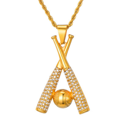(Hot)14k Double Barrel Gold Slugger Necklace