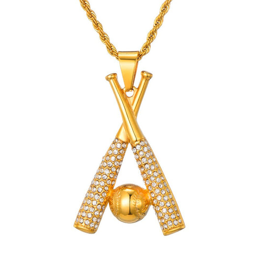 (Hot)14k Double Barrel Gold Slugger Necklace